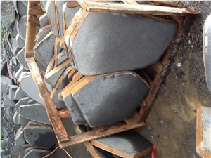 Black Basalt Step Stone Pavers -Bush Hammer Surface, Black Basalt Cube Stone & Pavers, Floor Covering
