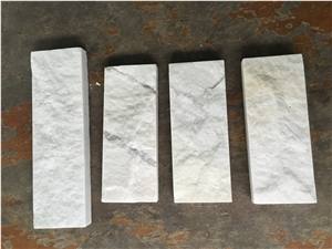 Milky Marble Mushroomed Wall Cladding Tiles, White Marble Mushroom Stone Tiles, Wall Cladding