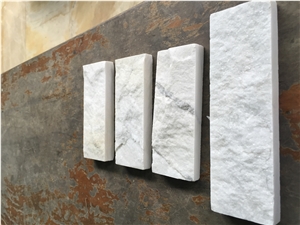 Milky Marble Mushroomed Wall Cladding Tiles, White Marble Mushroom Stone Tiles, Wall Cladding
