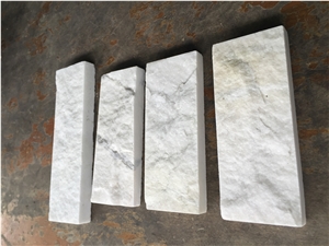 Milky Marble Mushroomed Wall Cladding Tiles, White Marble Mushroom Stone Tiles, Wall Cladding