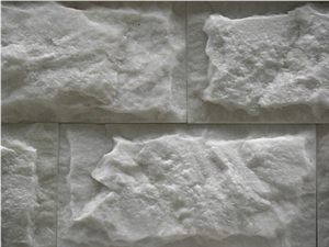 Milky Marble Mushroomed Wall Cladding Tiles, White Marble Mushroom Stone Tiles, Wall Cladding