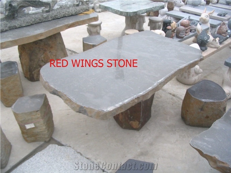 Vietnam Natural Basalt Stone for Table & Chair, Black Basalt Bench & Tables Table Sets