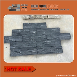 Black Slate Ledge Stone,Factory Direct Supply Black Slate Stacked Stone Veneer,Cheap Price Black Slate Culture Stone Veneer