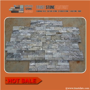 Cheap Price Ostrich Grey Slate Cultured Stone, Fireplace Wall Cladding, Stacked Stone Siding,Stone Factory Supply Stack Stone Veneer Panel