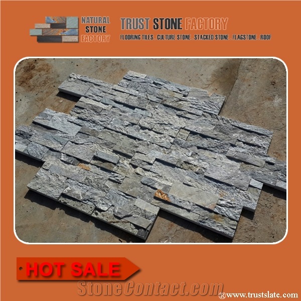 Factory Sell Nature Stone Siding,Gray Slate Ledge Stone,Cultured Stone Facade,Stacked Stone Veneer,Stone Wall Panels