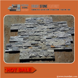 Grey Color Natural Slate Ledgestone, Slate Stone Siding,Cultured Stone Facade,Stacked Stone Veneer,Stone Wall Panels