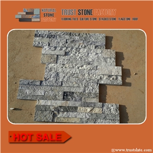 Grey Color Natural Slate Ledgestone, Slate Stone Siding,Cultured Stone Facade,Stacked Stone Veneer,Stone Wall Panels