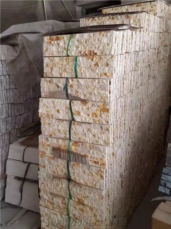 Beige Limestone Cultured Stone Tile Size 40*20*2 and 3 Cm.For Wall Cladding