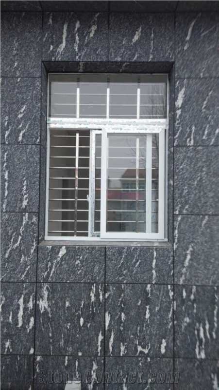 Flamed China Snow Grey Granite Tiles & Slabs, Via Lactea, Jet Mist, River Black Granite Slabs, White Vein, Wall Cladding