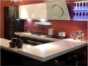 Kitchen Countertops Of Crystallized Glass Stone, White Quartz Kitchen Countertops Kitchen Countertops Of Crystallized Glass Stone, White Quartz Kitchen Countertops