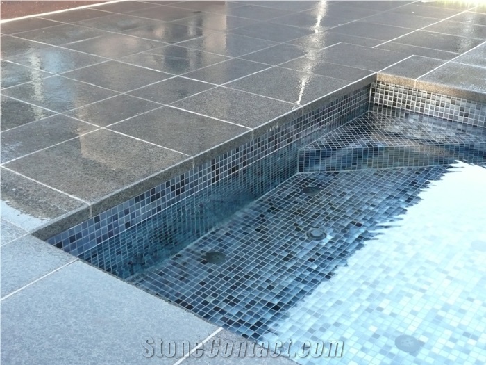 G684 Black Basalt Swimming Pool Tiles, G684 Black Basalt, Raven Black, Black Pearl Pool Coping