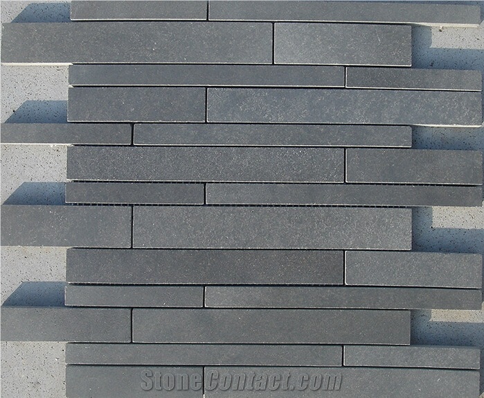 Grey Basalt Linear Strips Mosaic, Basaltina, Basalto, Inca Grey, China Basalt Linear Strips Mosaic