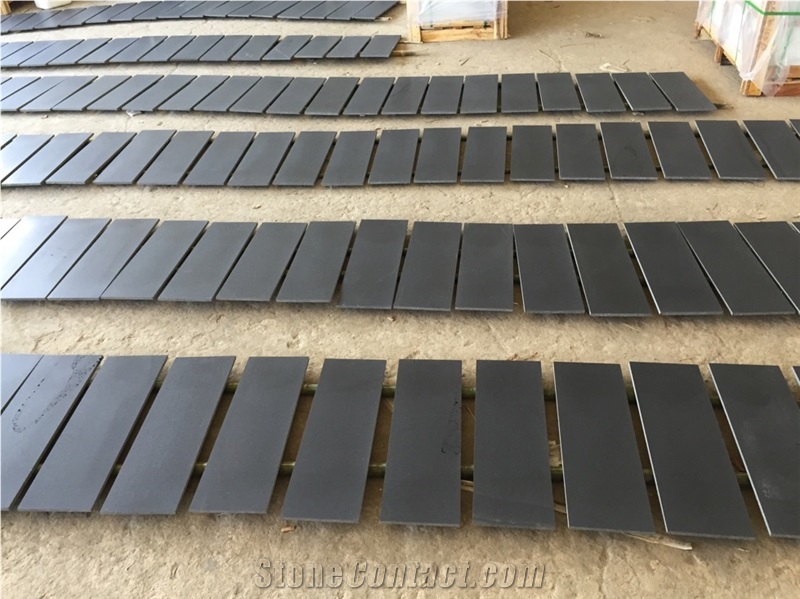 Hainan Black Basalt Honed Tiles, China Black Basalt Floor Tiles, Black Basalt Walling & Flooring Honed Tiles