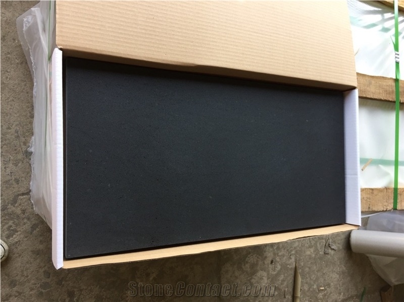Hainan Black Basalt Honed Tiles, China Black Basalt Floor Tiles, Black Basalt Walling & Flooring Honed Tiles