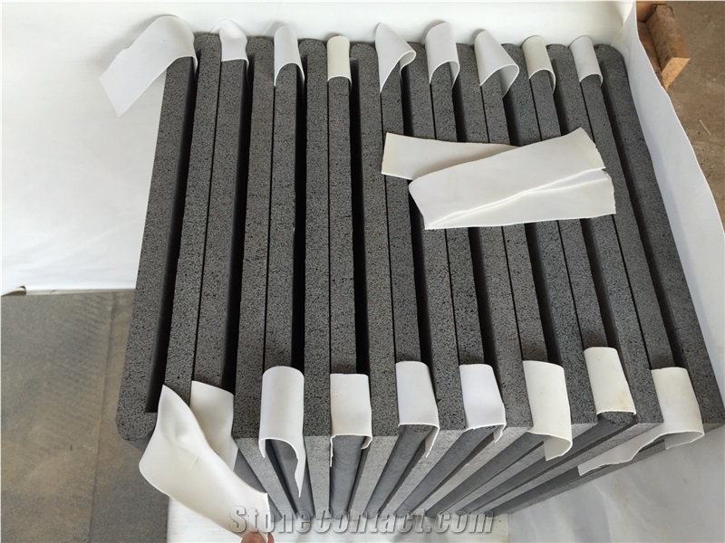 Hainan Black Basalt Sandblasted Rebated Bullnose Pool Coping, Dark Bluestone, China Black Basalt Sandblasted Rebated Bullnose Pool Coping Tiles