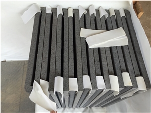 Hainan Black Basalt Sandblasted Rebated Bullnose Pool Coping, Dark Bluestone, China Black Basalt Sandblasted Rebated Bullnose Pool Coping Tiles