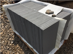 Hainan Black Basalt Sandblasted Tiles, China Black Basalt Floor Tiles, Black Basalt Walling & Flooring Sandblasted Tiles