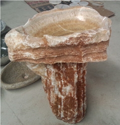 Hot Sale Onxy Bathroom Washing Sinks, Brown Onyx Pedestal Basins
