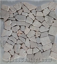 Hot Sale Tumbled Beige Random Shape Mosaic for Wall and Floor