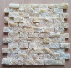 Popular Beige Onyx Split Face Brick Mosaic Pattern for Wall and Floor Popular Beige Onyx Split Face Brick Mosaic Pattern for Wall and Floor
