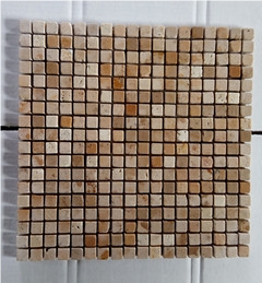 Popular Beige Polished Fashion Travertine Small Square Mosaic Tile Popular Beige Polished Fashion Travertine Small Square Mosaic Tile