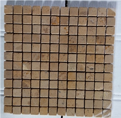 Popular Beige Polished Fashion Travertine Small Square Mosaic Tile