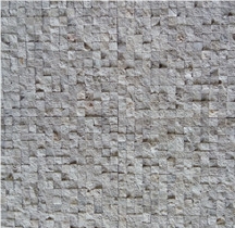 Popular Beige Split Face Limestone Cubic Mosaic for Wall and Floor