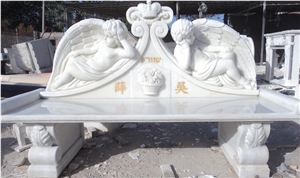 Hunan White Marble Carving Tombstone Yard Angels Books Floowers Bed