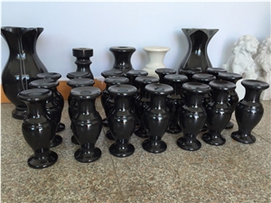 Shanxi Black Granite High Polished Gravestone Vases