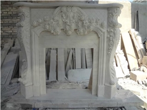 White Marble Carving Fireplace Mantel Surround Full Set with Hearth and Backpanel Low Price