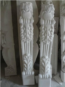 White Marble Carving Fireplace Mantel Surround Full Set with Hearth and Backpanel Low Price