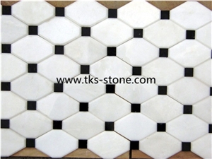 China White Marble Mosaic Tiles, Polished Mosaic,Snow White Marble Mosaic,Guangxi White Marble Mosaic