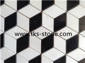 Italy Bianco Carrara White Marble Mosaic Tiles, Hexagon Mosaic, Dynaty Oriental White Marble Polished Mosaic