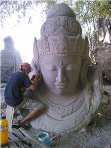 Grey Basalt Sculpture Of Asia
