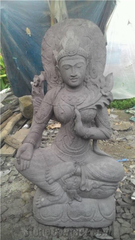 Grey Basalt Sculpture Of Asia