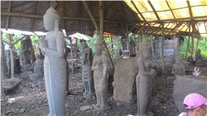 Grey Basalt Sculpture Of Asia