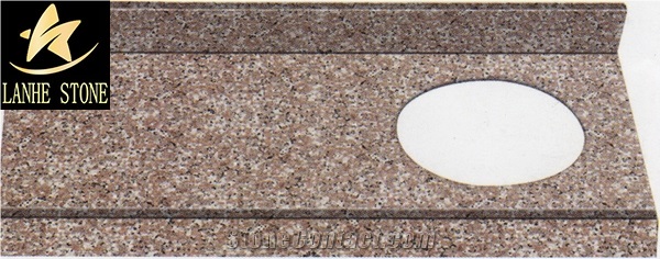 G682 Granite Vanity Top,Sandy Gold Bathroom Top,Sunset Granite Bath Custom Vanity Tops,China Yellow Granite Countertop