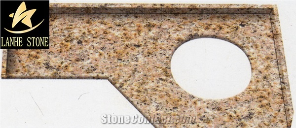 G682 Granite Vanity Top,Sandy Gold Bathroom Top,Sunset Granite Bath Custom Vanity Tops,China Yellow Granite Countertop