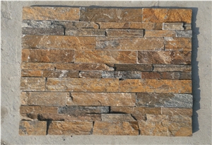Brown Quartzite with Rusty Color Ledge Stone Veneer, Culture Stone Wall Cladding