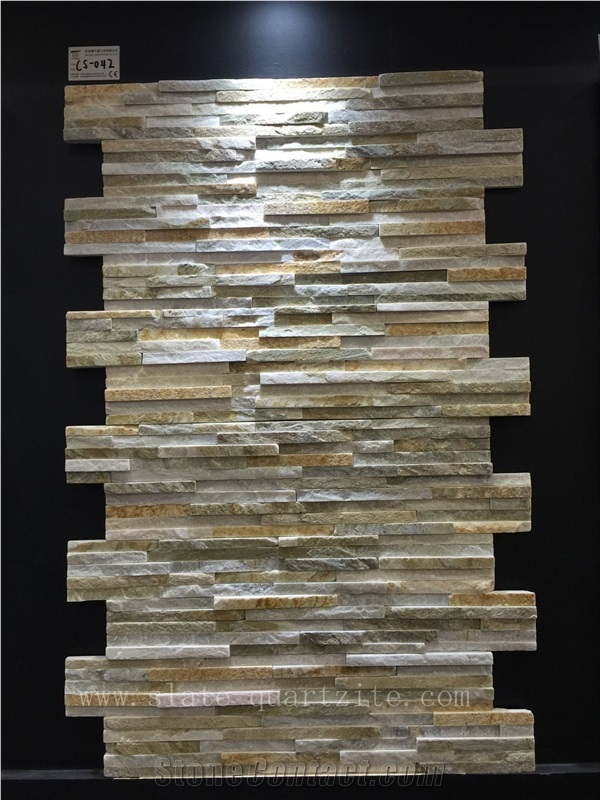 Cs-042 Yellow Slate Wall Cladding, Cultured Stone, Ledge Stone