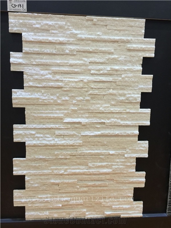 Cs-131 White Quartzite Tight Pattern Wall Stone Cladding, Cultured Stone, Ledge Stone, Stacked Stone Veneer, Corner Stone