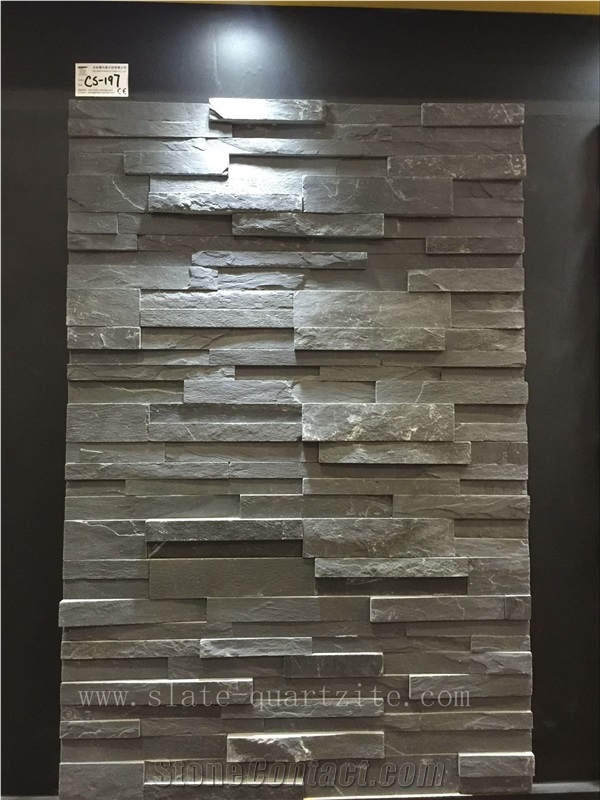 Cs-197 Black Slate Wall Stone Cladding, Cultured Stone, Ledge Stone, Stacked Stone Veneer, Corner Stone