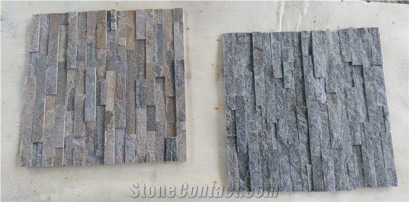 Dark Grey Quartzite Wall Stone Cladding, Cultured Stone, Stacked Stone Veneer, Ledge Stone, Field Stone