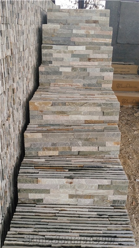 P014 Mixed Color Slate Wall Stone Cladding Corner Prices, Cultured Stone, Stacked Stone Veneer Walls, Ledge Stone Tile, Field Stone, Stone Backsplash