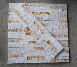 White Marble with Beige Marble Wall Stone Cladding, Corner Prices, Cultured Stone, Stacked Stone Veneer Walls, Ledge Stone Tile, Field Stone, Stone Backsplash