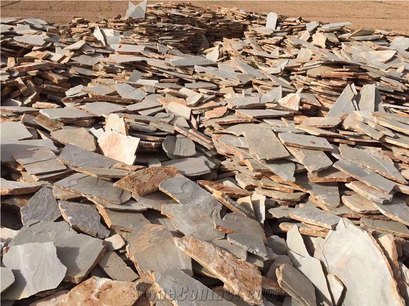 Lowest Price Rusty Cultural Stone Paving, Irregular Slate Flagstone, Yellow Slate Cultural Stone Paving, Rusty Floor Covering,