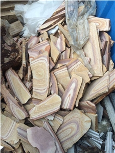 New Beautiful Wood Grain Irregular Slate, Irregular Cultural Stone Paving, Slate Paving Stone , Wood Yellow Slate Paving Stone