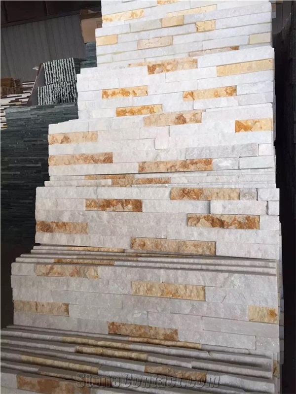 White and Yellow Slate Cultural Stone, Cultural Stone Tiles, Natural Slate Wall Covering, China Slate Cultural Stone Wall Covering, Cultural Stone Slate