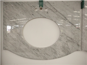 White Marble Vanity Tops Bath Tops, Made Of Italy Carrara White