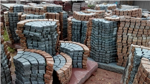 Granite Cube Stone G654 + G562 Mesh Pavers Cobble Stone, Granite Mesh Walkway, Driveway